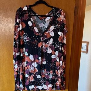 LuLaRoe Alice Black and Brown Floral Top